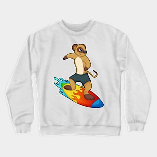 Meerkat as Surfer with Surfboard Crewneck Sweatshirt